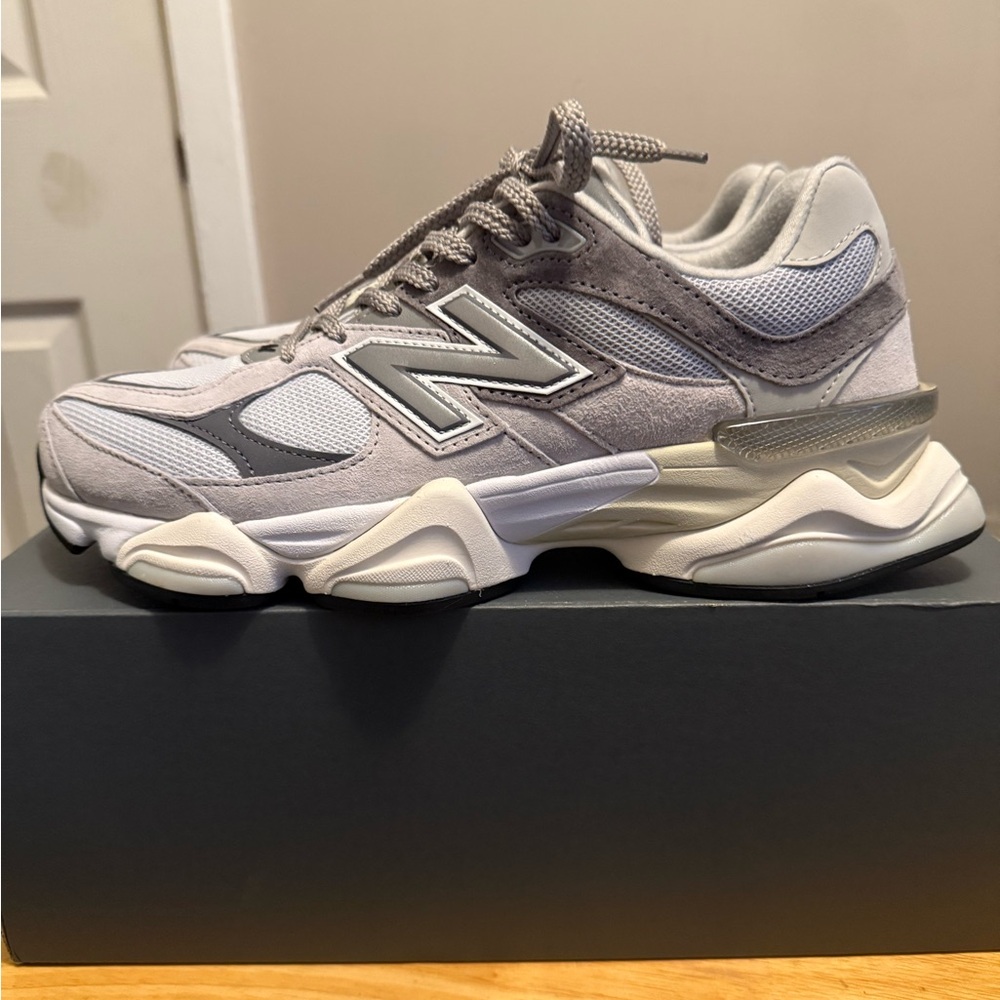 New Balance 9060 Light Gray and White Athletic Shoes
